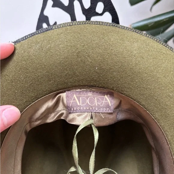 Olive Green Fedora Hat - Picture 5 of 7